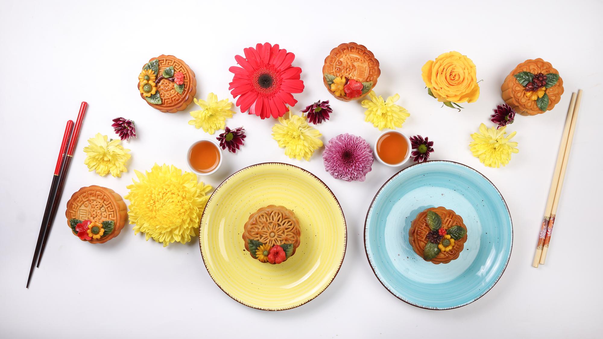 three plated dishes in flat lay showing variety