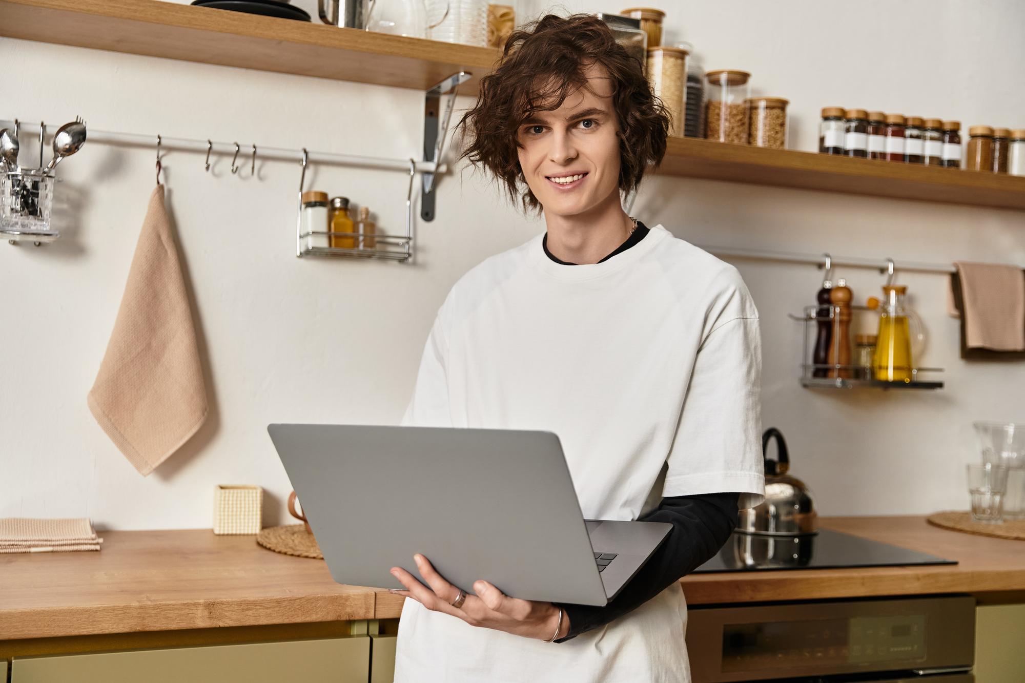 portrait of product manager working on laptop